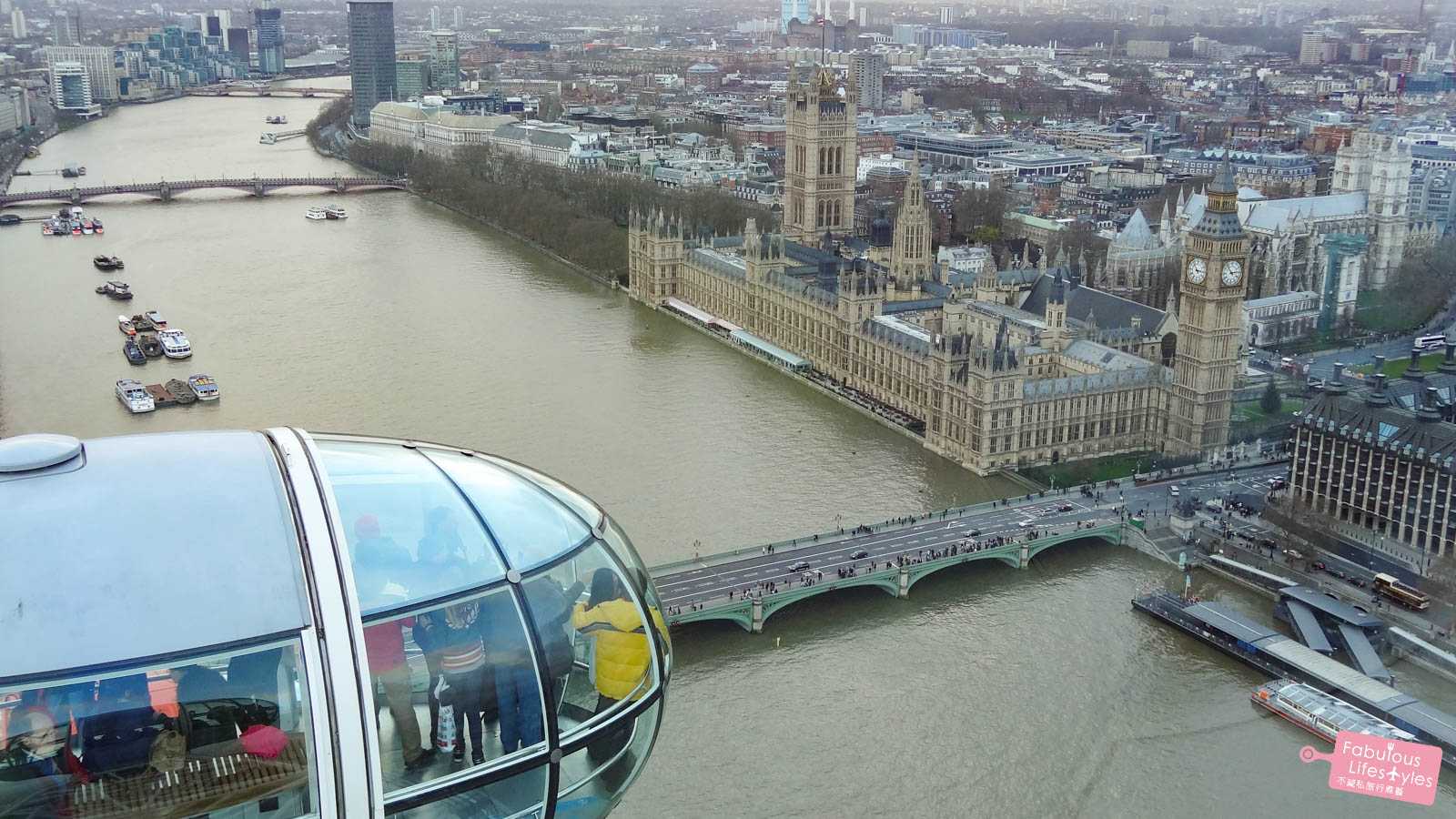 【倫敦眼】空中360°俯瞰倫敦市區全景｜一次看夠國會大廈、大笨鐘、西敏寺 London Eye